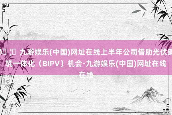 🦄九游娱乐(中国)网址在线上半年公司借助光伏建筑一体化（BIPV）机会-九游娱乐(中国)网址在线